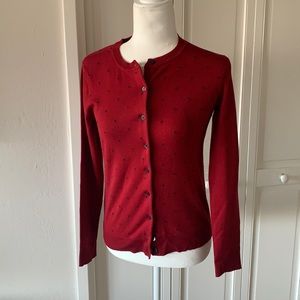KAREN SCOTT RED & BLACK POLKA DOT CARDIGAN